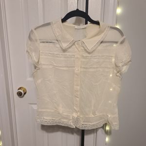 100% silk delicate lace vintage blouse